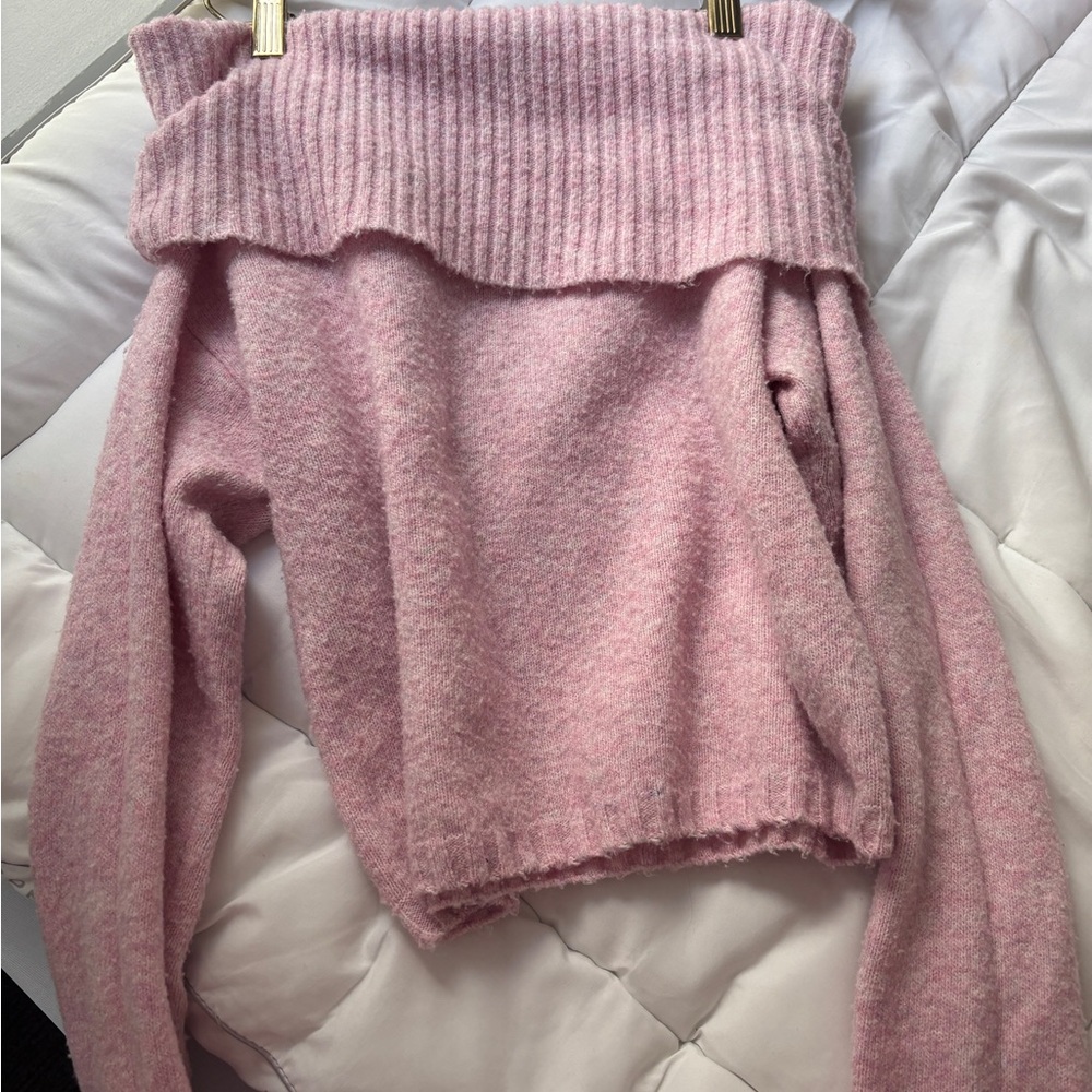 Pink Off-Shoulder Sweater - Picture 3 of 5